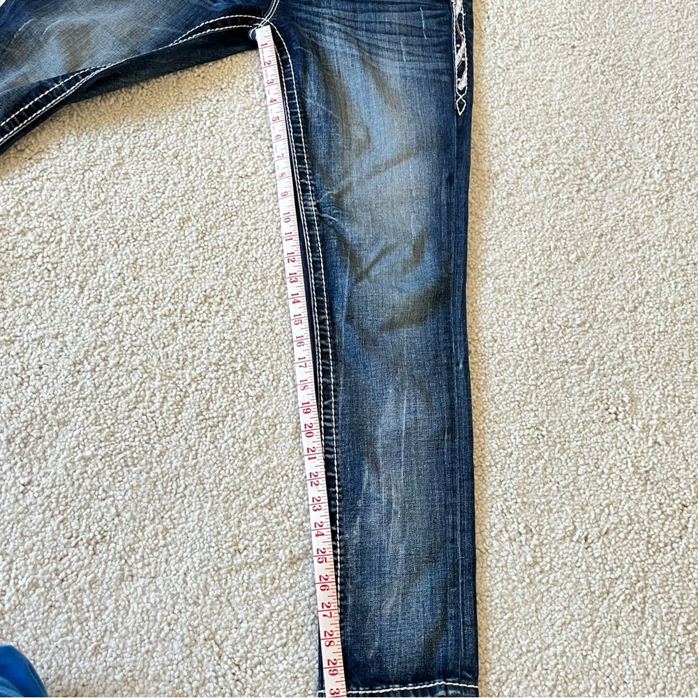 Rock Revival Embroidered Dark Blue Women's Skinny Jeans Sz 29 Cowgirl Chic Rare‎ - Picture 4 of 12